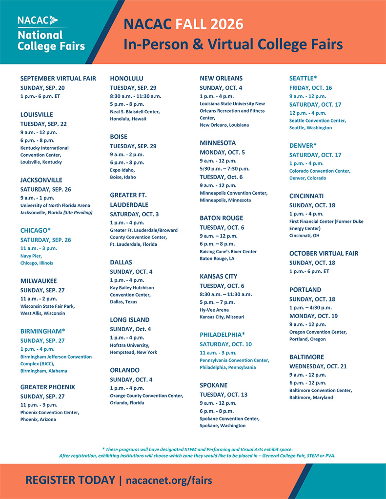 Fall 2026 College Fair Schedule